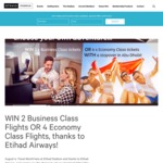 Win 2 Business Class Flights or 4 Economy Class Flights to Anywhere on The Etihad Airways Network