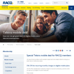 (QLD) Members Only - 5% off Telstra Monthly Charge for New Mobile Plans @ RACQ