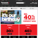 Take 30% off Bicycles, Outdoor Packs, Motorcycle and Cycling Hardware & 40% on Footwear, Snow Clothing, Tents @ Torpedo7