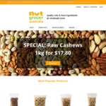 Roasted Cashews 1kg $19.80, Raw Cashews 1kg $17.80, Rice Crackers Sweet Chilli 400g $3.20 + Postage @ nutgrocer.com.au