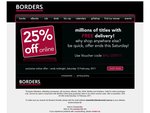 25% off Borders Online with Free Delivery