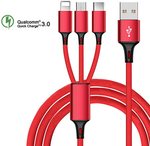 3 in 1 USB Charger Micro USB, Type C, Lightning US $2.12 (~AU $3.33) Delivered @ CUagain Store AliExpress