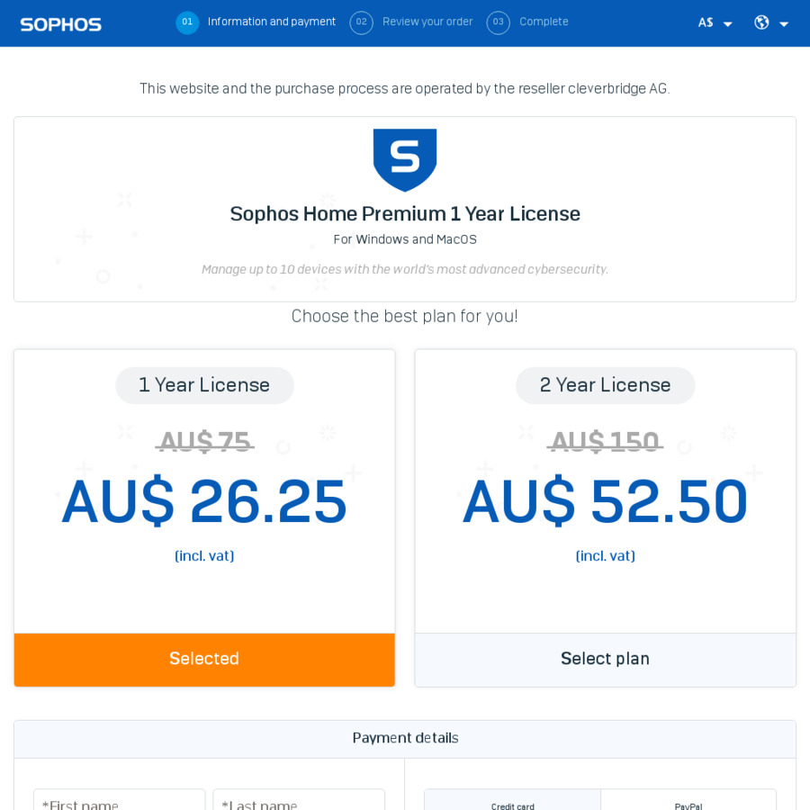 sophos home premium 3 year license