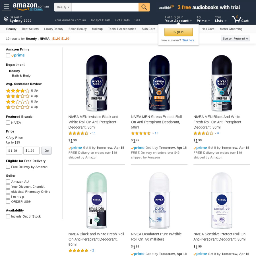 [Back-Order] 3x Nivea Roll-On Anti-Perspirant Deodorants $3.98 ($1.32 ...