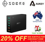 AUKEY 6 Port Dual QC3.0 USB Port Charging Station $49.59 Delivered @ SOBRE eBay Store