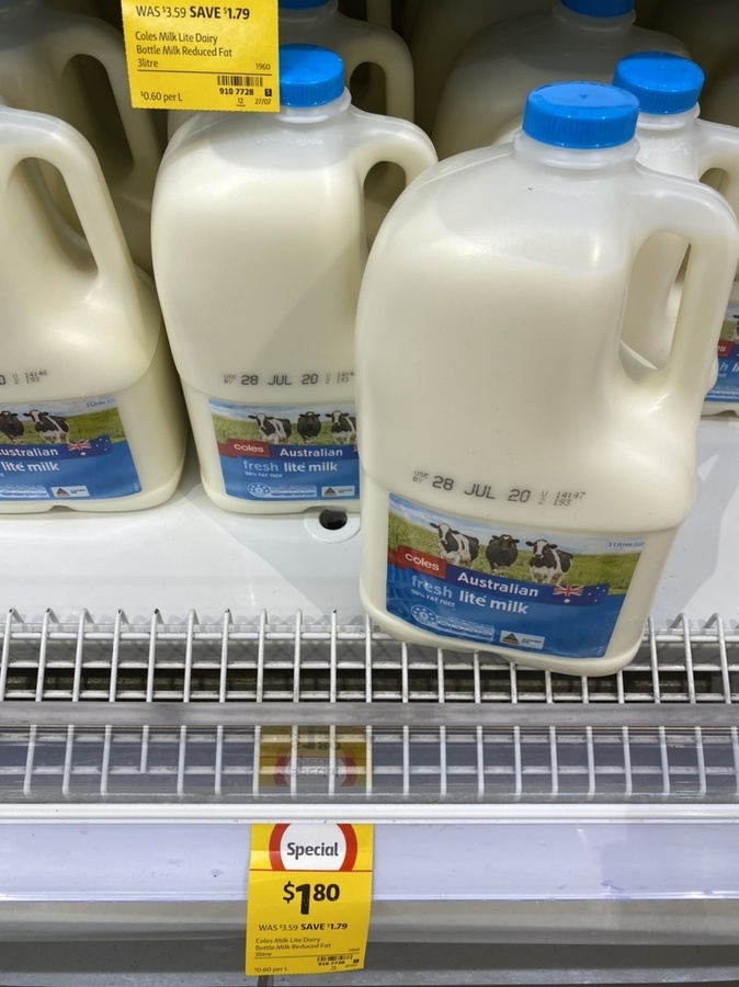 [VIC] Coles Fresh Light Milk 3lt $1.80 @ Coles Prahran - OzBargain