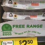 [VIC] 50% off Sunrise Free Range Eggs 12pk 700g $2.50, 40% off MediChoice Eucalyptus Spray 200g $5.40 @ Woolworths - Camberwell