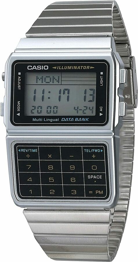 white calculator watch