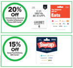 20% off Ultimate Eats, Gourmet Traveller & Restaurant Choice Gift Cards | 15% off Swap Food Delivery Gift Cards @ Woolworths