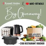 Win a Russell Hobbs Slow Cooker, Toaster, Kettle + Make-out Meals Box + $100 Restaurant Voucher @ Russell Hobbs X Make-Out Meals