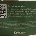 Earn 1,000 Bonus Yums ($20 off Your Bill) on Your Next Booking @ TheFork