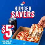 1x Mini Value Range Pizza + Garlic Bread or Can of Drink $5 Pick up (Mon-Sat, before 4pm) @ Domino’s