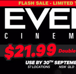 Event Cinemas: Double General Entry Tickets $19.79, Single Off-Peak Gold Class Ticket $26.99 (Valid until 30 Sep 2022) @ Groupon