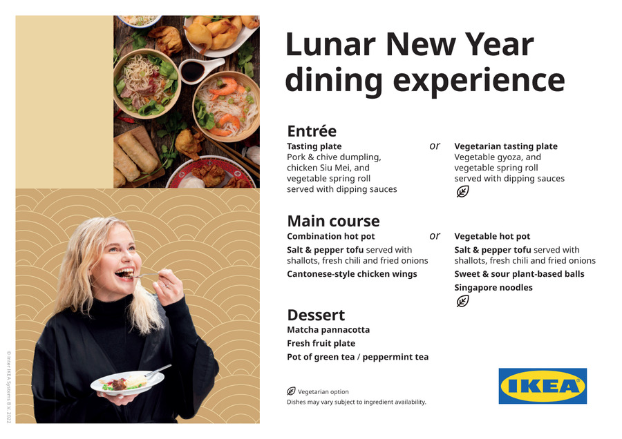 Lunar New Year Dining Experience Ticket 30 (25 for IKEA Family