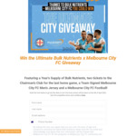 Win a 1 Year Supply of Health Products, 2 VIP Tickets to Melbourne FC Game, Jersey, Football from Bulk Nutrients