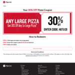 30% off 1 Large Pizza (Min Order $10) @ Pizza Hut