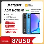 AGM Note N1 6.58" Mobile Phone 8GB RAM, 128GB, 5000mAh Battery $137.20 Delivered @ AGM Mobiles Official Store Aliexpress