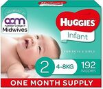 Huggies Infant (Size 2) Nappies 192 Pack $60 ($51 with Subscribe & Save) Delivered @ Amazon AU