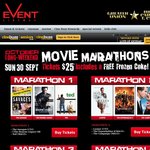 Event Cinema: Movie Marathon (3 Movies + Free Frozen Coke) $25.00ea 30th September