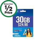 Lebara 30 Day Plan 30GB (incl. 5GB Bonus) $6 in-Store Only @ Woolworths