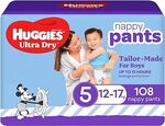 Huggies Ultra Dry Nappy Pants Boys Size 5 2 x 54 Pack $45.69 ($38.84 S&S) + Delivery ($0 with Prime/ $59 Spend) @ Amazon AU