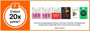 20x EDR Points on TCN Her, TCN Shop, TCN Restaurant, Spotify & Google Play Gift Cards @ Woolworths (In-Store)