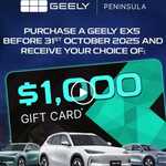 [VIC] Choice of $1k Gift Card, $5k Trade, 5 Yrs Service, Window Tint on Geely EX5: fr $40,990 + ORC @ Geely, Peninsula Frankston