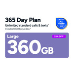 Kogan Mobile Prepaid Large 360GB 365 Days Flex: Recharge Voucher, eSIM or SIM Card - $179 Delivered @ Kogan