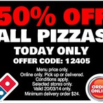 Domino's 50% off Code, Today Only