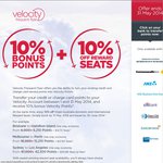 Velocity 10% off award bookings + 10% bonus on points transfer from credit card reward schemes