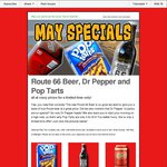 Dr Pepper 12pk- $9, Route66 Beer 24pk- $35, Pop Tarts 8k- 3 for $10 + Shipping [USA Foods]