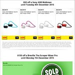 JB Hi-Fi Sony 4GB Walkman Sports MP3 Player - $69 with Coupon Via Mailing List ($50 off)