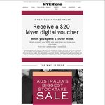 Free $20 MYER Digital Voucher with $100 Purchase for MYER ONE Members