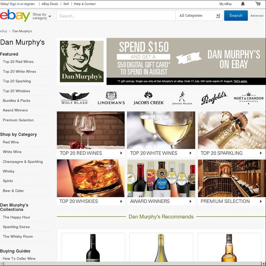 Free $50 Dan Murphy's eBay Digital Gift Card with $150 Spend @ Dan ...