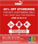 45% Off Puma Storewide for 3 days (@ all DFO stores Australiawide)