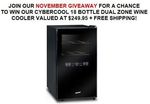 Win a Cybercool 18-Bottle Dual-Zone Wine Cooler Worth $249.95 from Deluxe Products