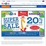 Toys R Us, Babies R Us 20% off One Full Priced Item Saturday 3rd December 2016, Westfields Stores Only With Coupon