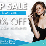 50% off All Laser and Skin Treatment at Australian Skin Clinics (13th OCT@Northland VIC Only)