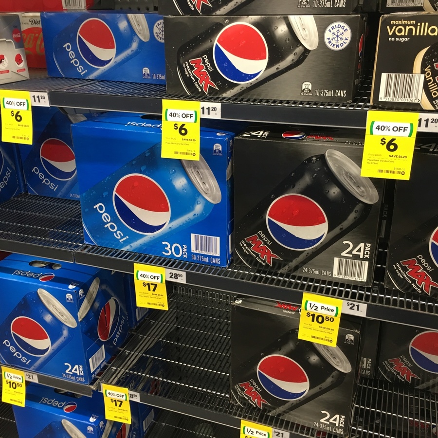 30 Pack Pepsi Max 40% off 30 Pack Pepsi Cans $17, 50% off 24 Pack Pepsi Max $10.5