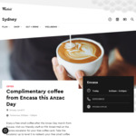 [NSW] Complimentary Coffee from Encasa @ Westfield Sydney | Anzac Day | 8am - 1pm