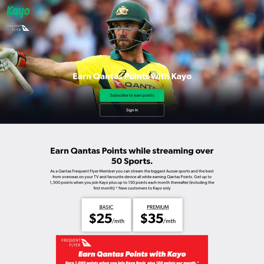 Earn 1000-1500 Qantas Frequent Flyer Points For Joining Kayo Sports ...