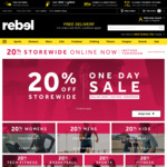 20% off Sitewide @ rebel (Online from 5pm Friday, In-Store Saturday)