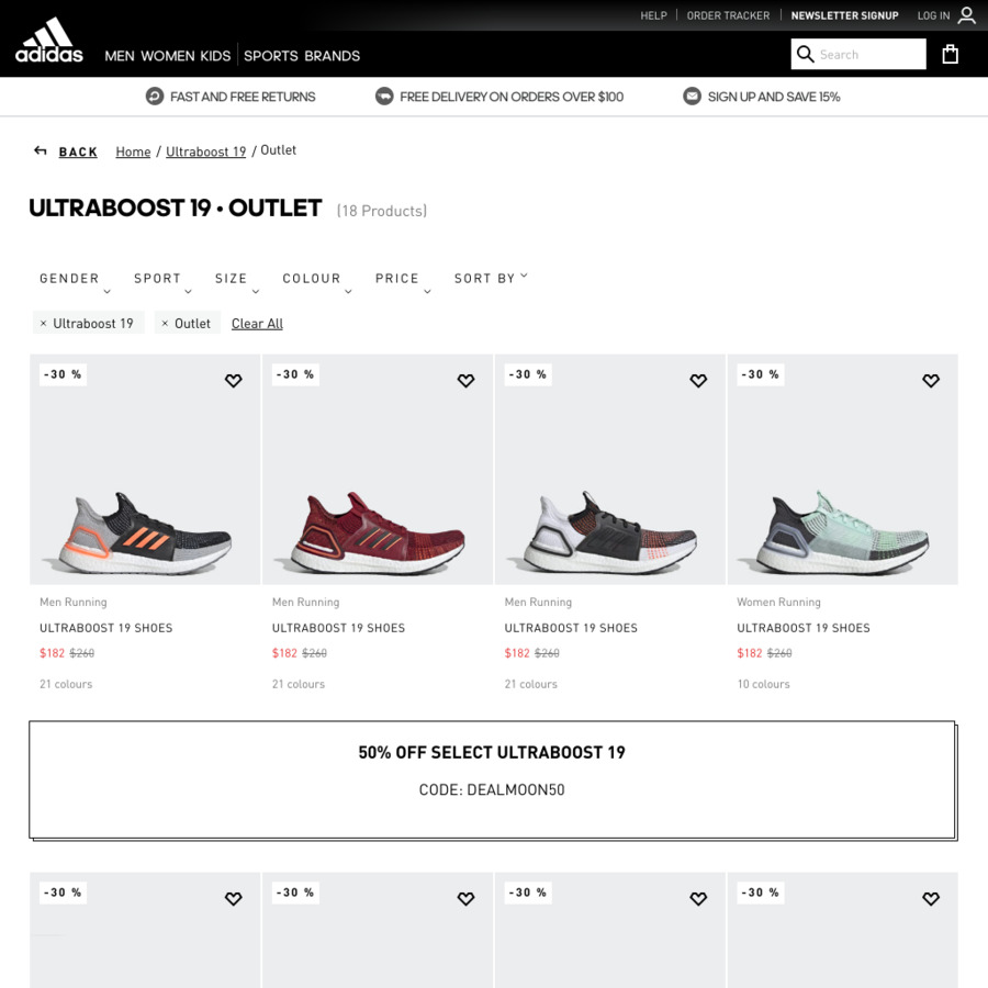 ½ Price - Ultraboost 19 $130 Delivered @ adidas (Stack with 8% Cashback ...