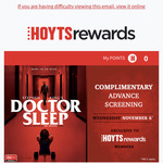 [NSW, VIC] Hoyts Rewards - Complimentary Advance Screening for 'Doctor Sleep'