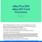 Sign up to eBay Plus ($49/Year) & Get a $50 eBay Digital Gift Card