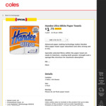 1/2 Price Handee Ultra Paper Towel 2pk $1.75, HK Dim Sim Kitchen Pork & Chive Dumpling 200g $2.50, 1kg Spring Roll $5.75 @ Coles