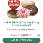 Get 1 Free Krispy-Kreme Doughnut up to 7 days from your Birthday via App @ 7-Eleven