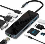 10in1 USB C Hub with Ethernet, HDMI, VGA, 3 USB 3.0, 87W PD, SD/Tfcard Reader, Audio Jack $42.77 Delivered @ Arshcea Amazon AU