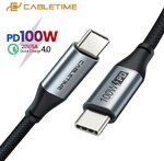 CABLETIME USB-C to USB-C 100W PD Cable 1m US$4.39 (~A$5.70) Delivered @ Cabletime OfficialFlagship Store AliExpress