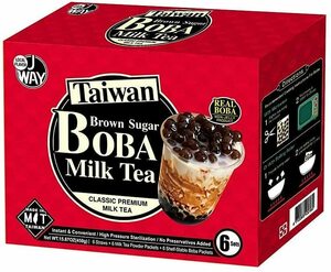 JWAY Taiwan Brown Sugar Bubble Tea (6 Straws + 6 Milk Tea Powder +